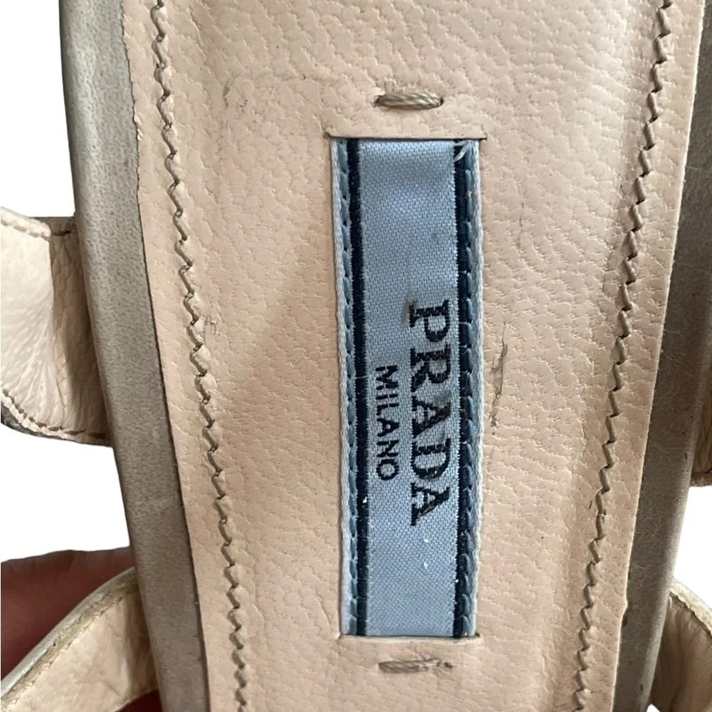 PRADA Women's Heels Calzatore Donna Grey‎ Leather Slingback Sandals size 41(11)